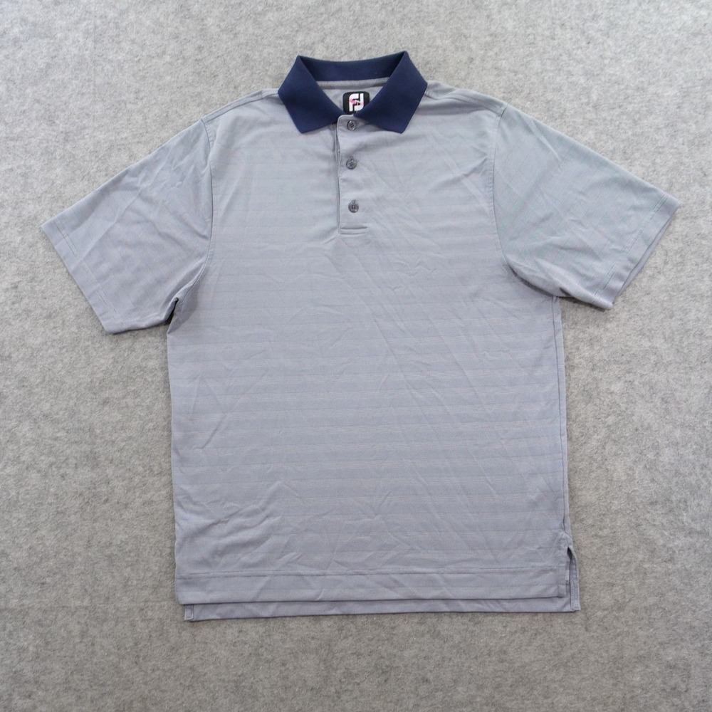 FootJoy Polo Mens Small Grey Striped Performance Golf Shirt Athletic Activewear